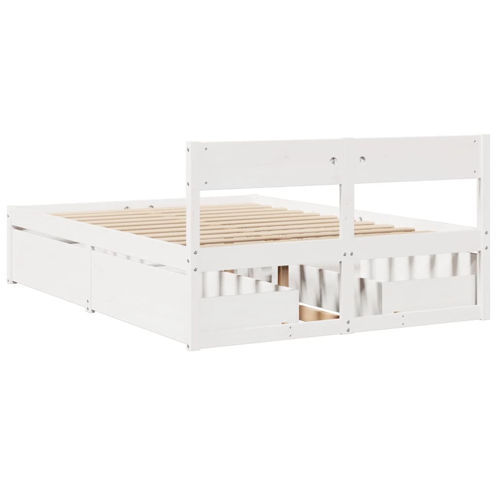 sengeramme uden madras 120x200 cm massivt fyrretræ hvid
