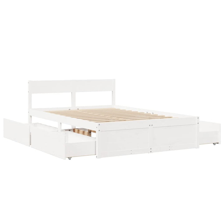 sengeramme uden madras 120x200 cm massivt fyrretræ hvid