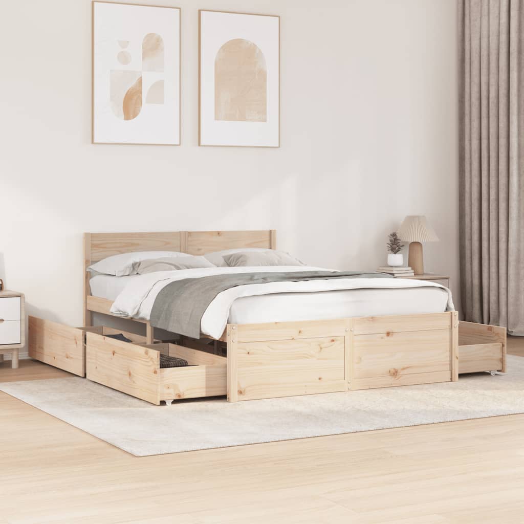sengeramme uden madras 140x190 cm massivt fyrretræ