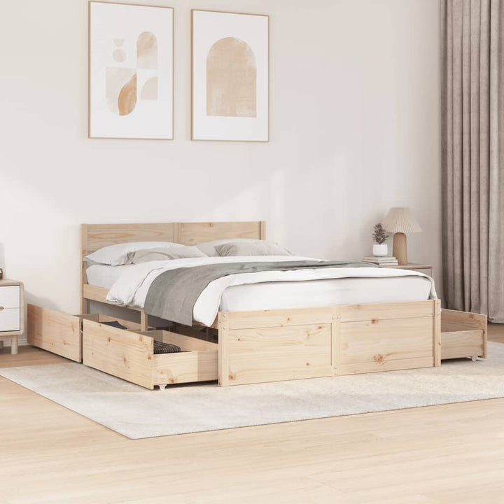 sengeramme uden madras 140x190 cm massivt fyrretræ
