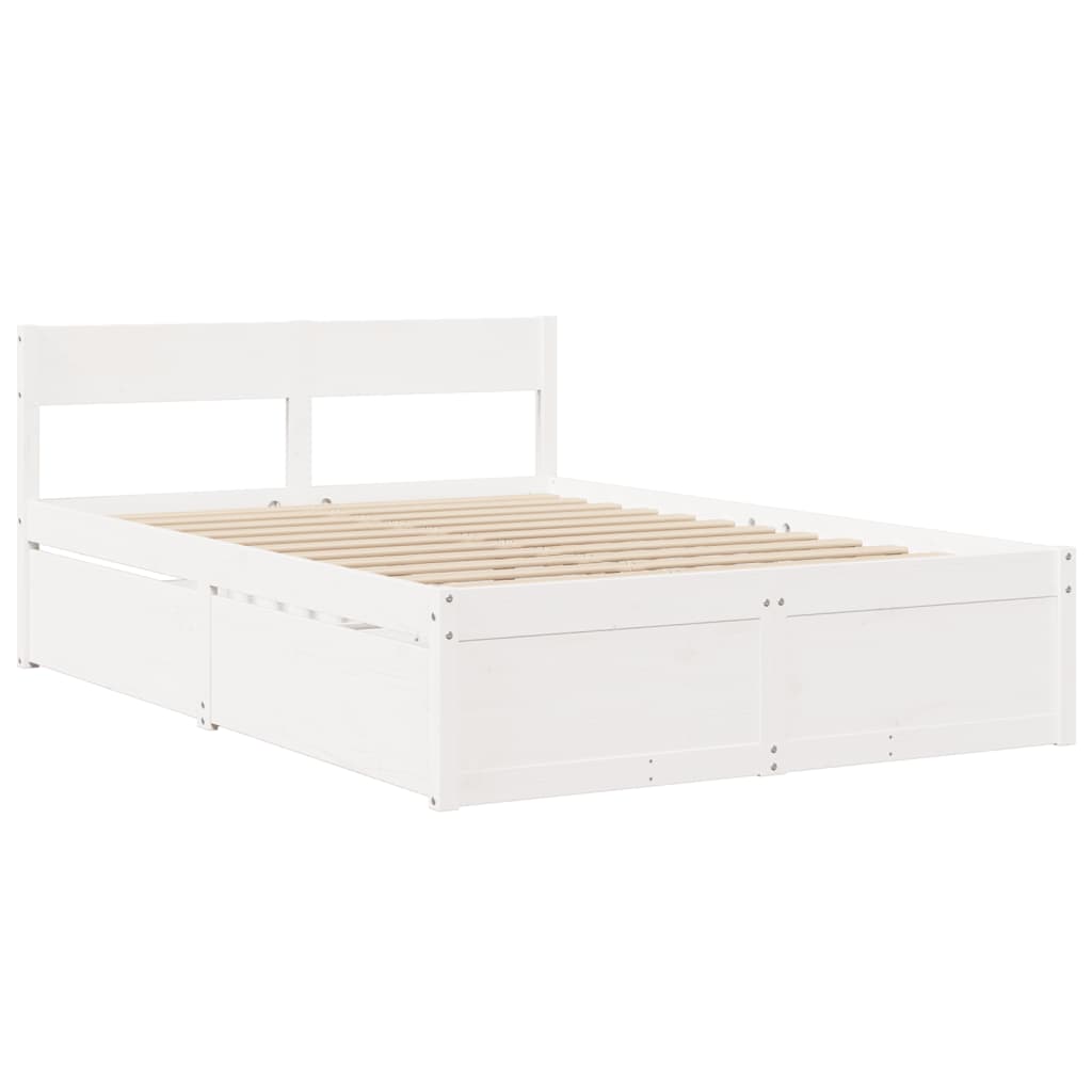 sengeramme uden madras 140x190 cm massivt fyrretræ hvid