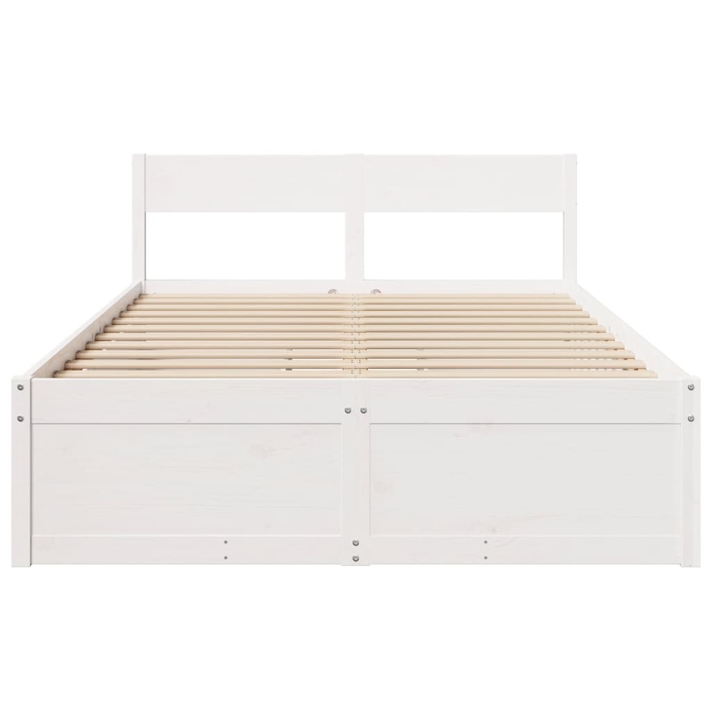 sengeramme uden madras 140x190 cm massivt fyrretræ hvid