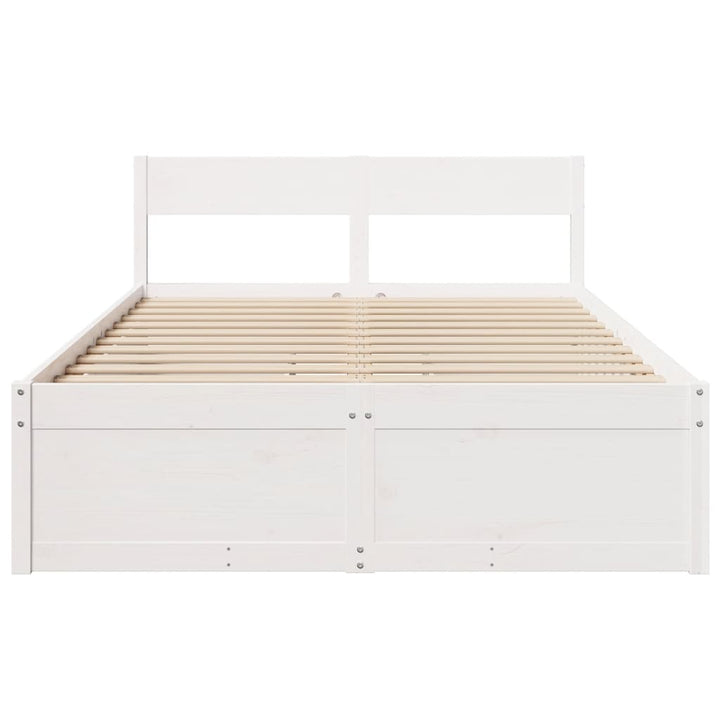 sengeramme uden madras 140x190 cm massivt fyrretræ hvid