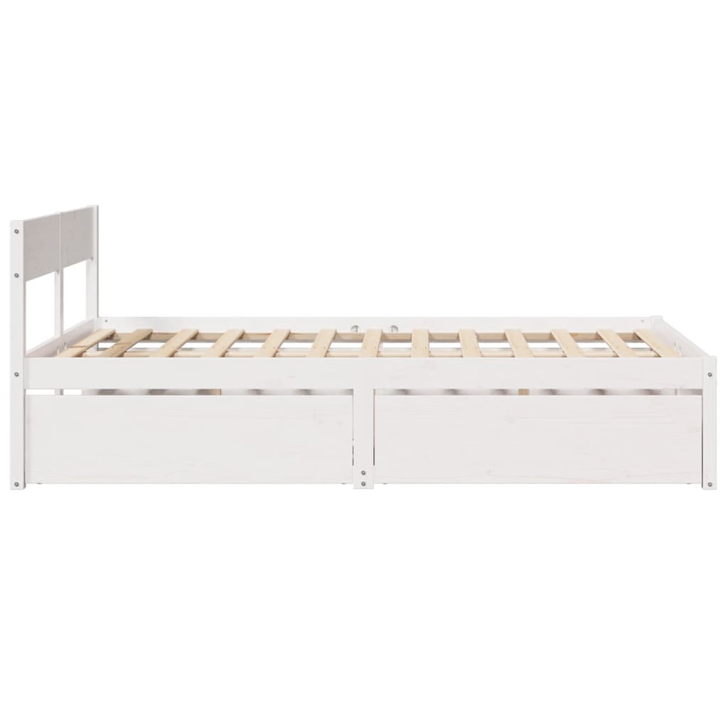 sengeramme uden madras 140x190 cm massivt fyrretræ hvid