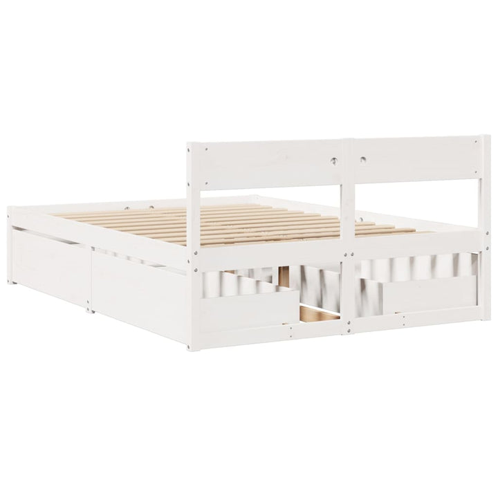 sengeramme uden madras 140x190 cm massivt fyrretræ hvid