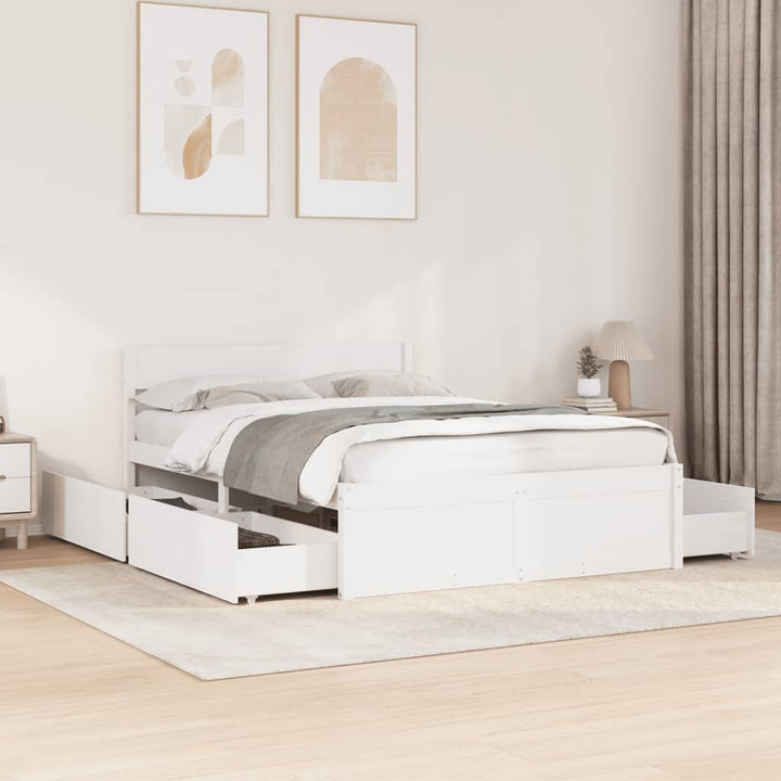 sengeramme uden madras 140x190 cm massivt fyrretræ hvid