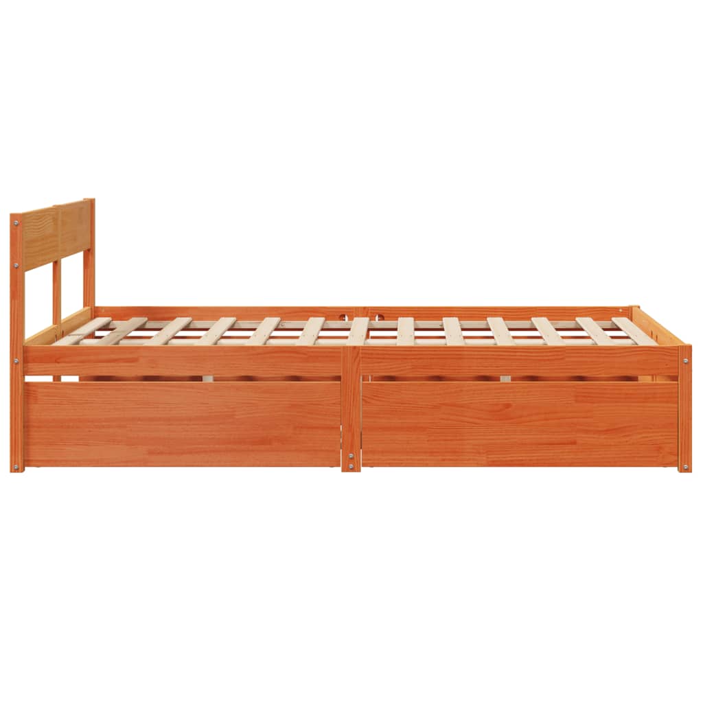 sengeramme uden madras 140x190 cm massivt fyrretræ gyldenbrun