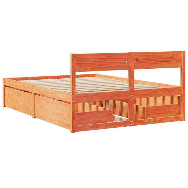 sengeramme uden madras 140x190 cm massivt fyrretræ gyldenbrun