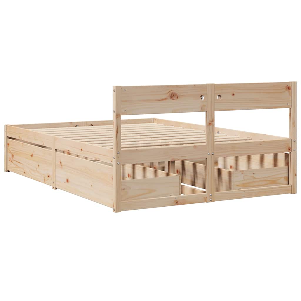 sengeramme uden madras 135x190 cm massivt fyrretræ hvid