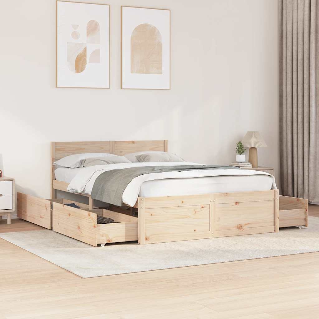 sengeramme uden madras 135x190 cm massivt fyrretræ hvid