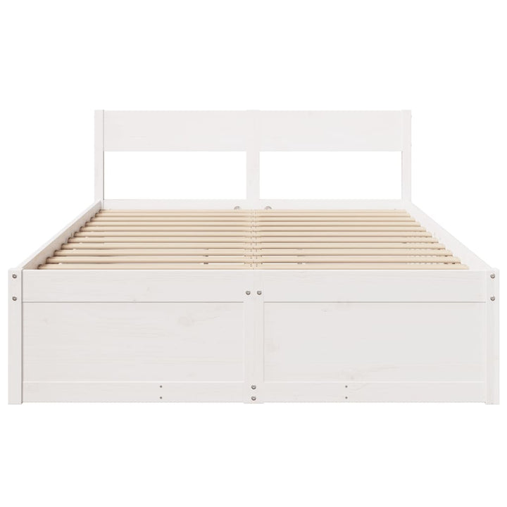 sengeramme uden madras 135x190 cm massivt fyrretræ hvid