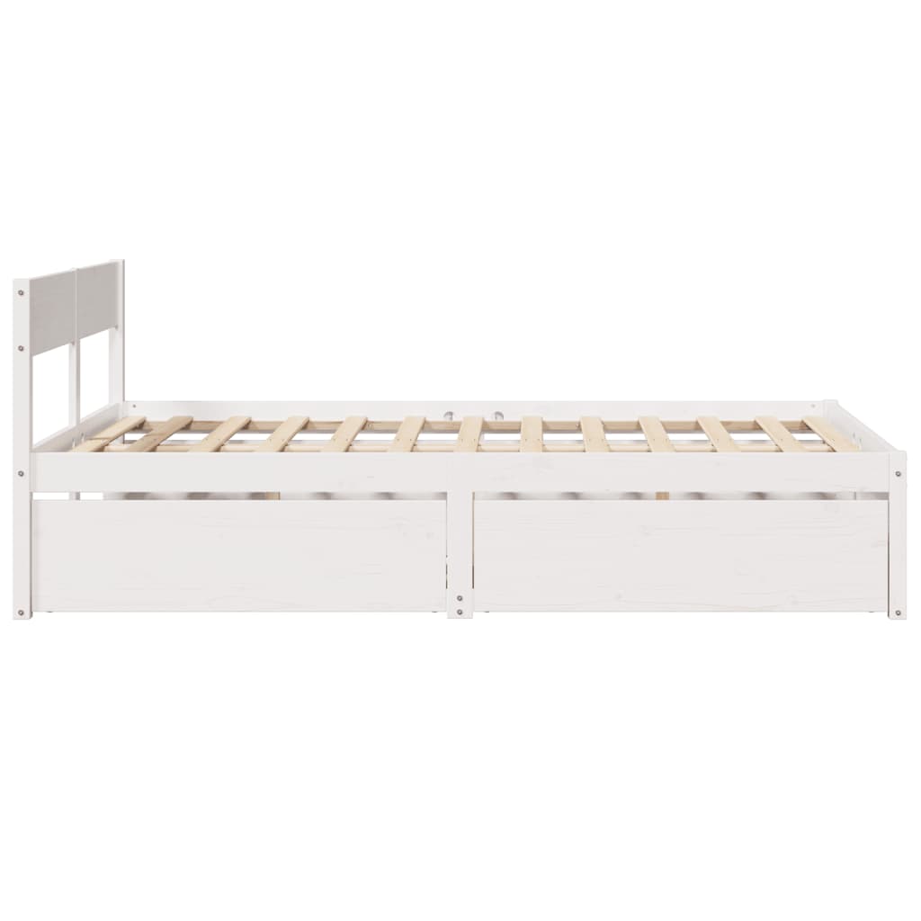 sengeramme uden madras 135x190 cm massivt fyrretræ hvid