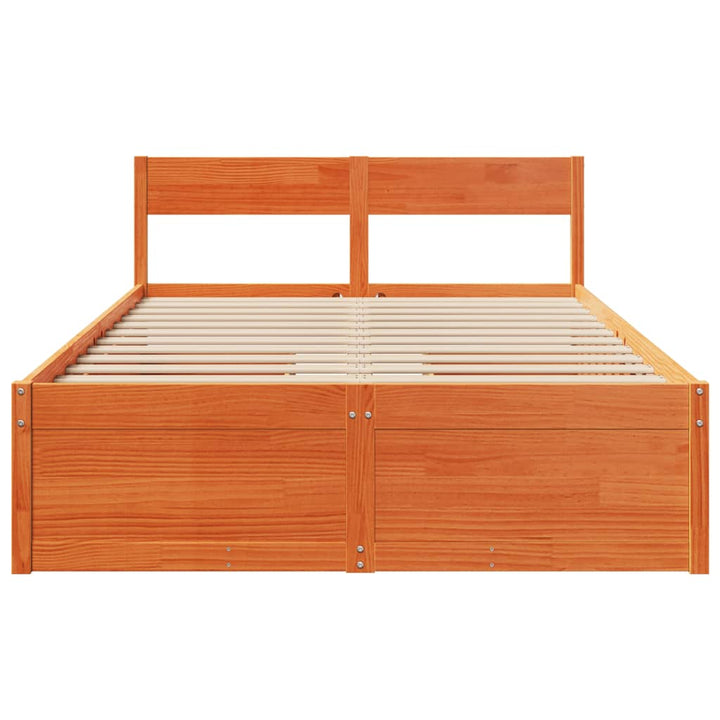 sengeramme uden madras 135x190 cm massivt fyrretræ brun