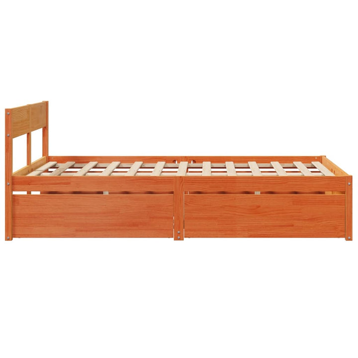 sengeramme uden madras 135x190 cm massivt fyrretræ brun