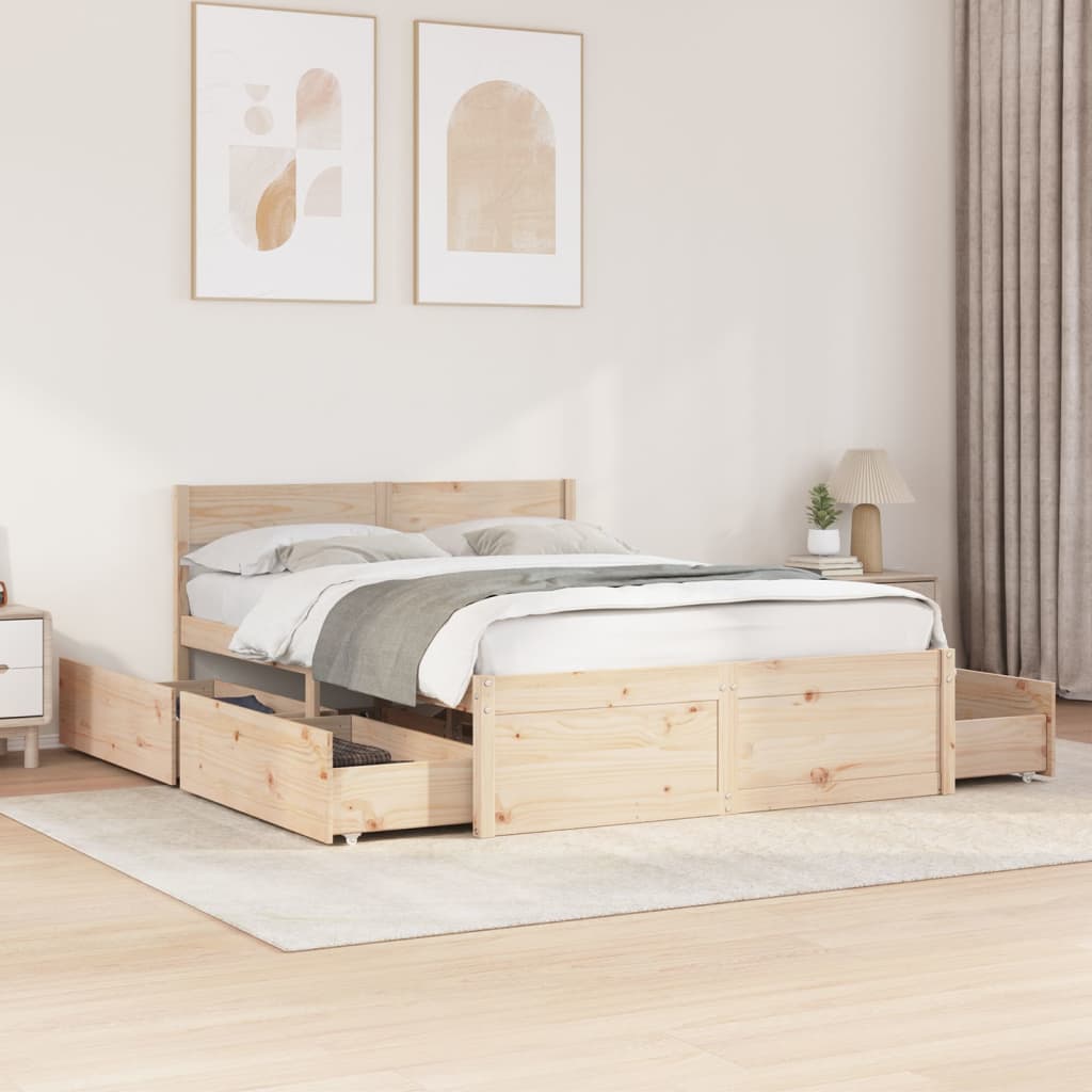 sengeramme uden madras 120x190 cm massivt fyrretræ