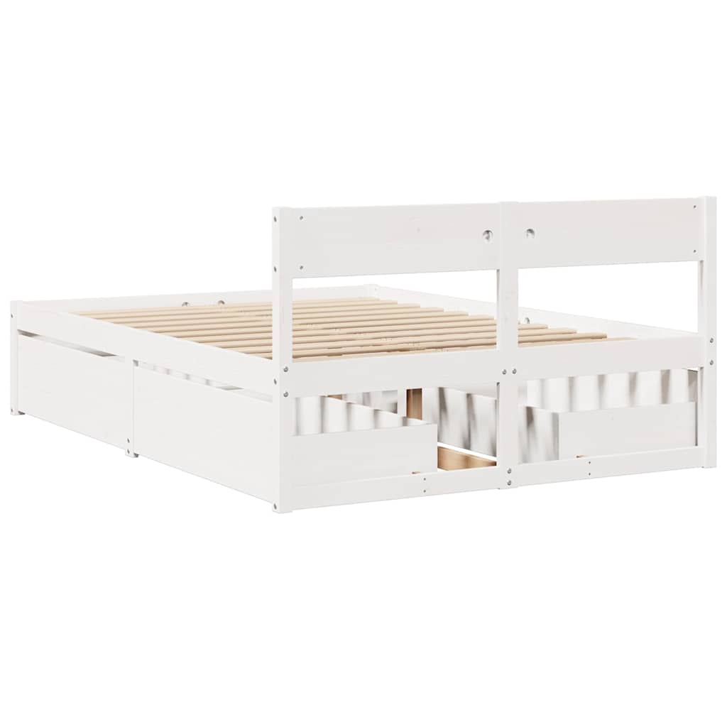 sengeramme uden madras 120x190 cm massivt fyrretræ hvid