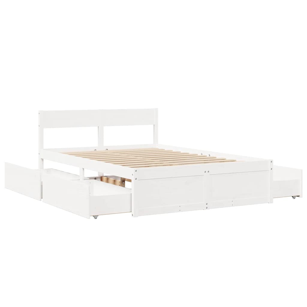 sengeramme uden madras 120x190 cm massivt fyrretræ hvid