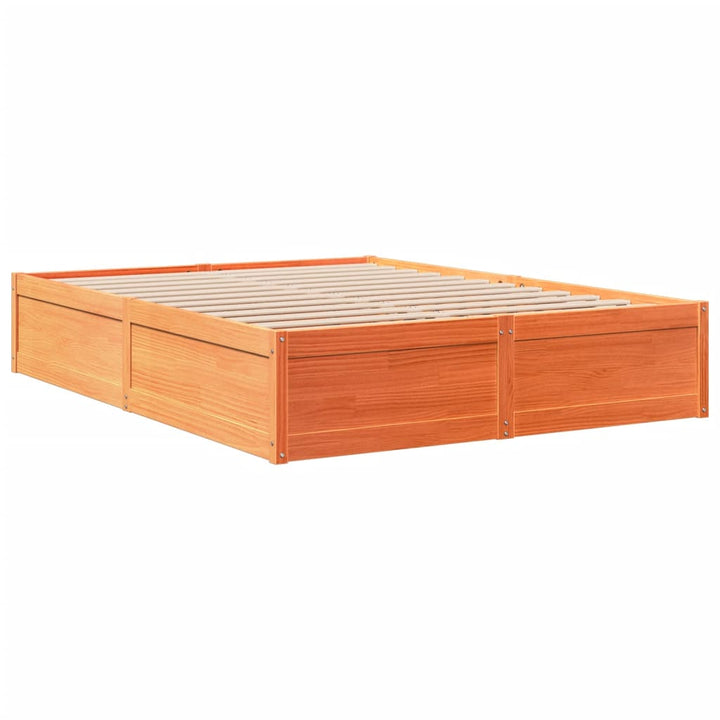 sengeramme uden madras 160x200 cm massivt fyrretræ gyldenbrun