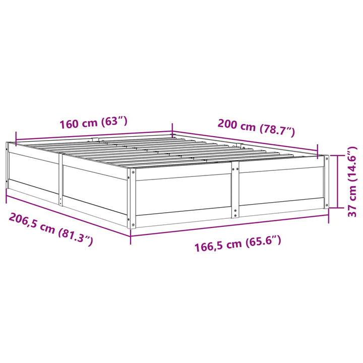 sengeramme uden madras 160x200 cm massivt fyrretræ gyldenbrun