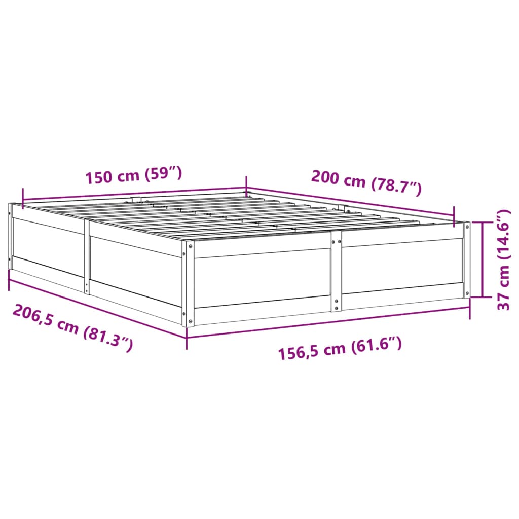 sengeramme uden madras 150x200 cm massivt fyrretræ gyldenbrun
