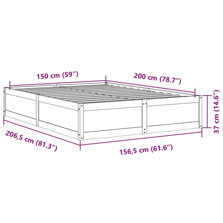sengeramme uden madras 150x200 cm massivt fyrretræ gyldenbrun