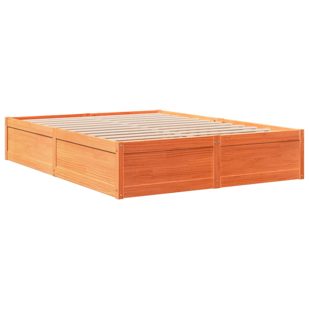 sengeramme uden madras 140x200 cm massivt fyr gyldenbrun