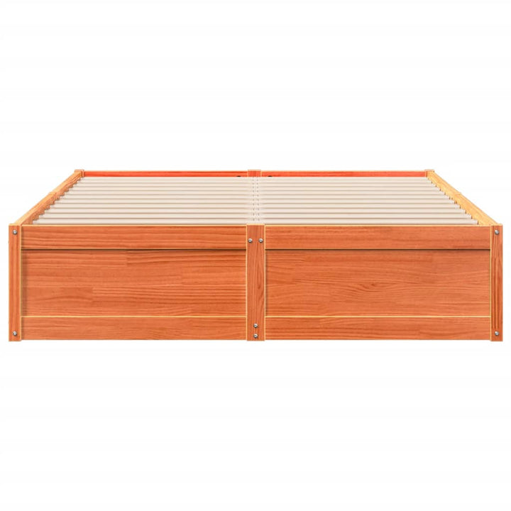 sengeramme uden madras 140x200 cm massivt fyr gyldenbrun