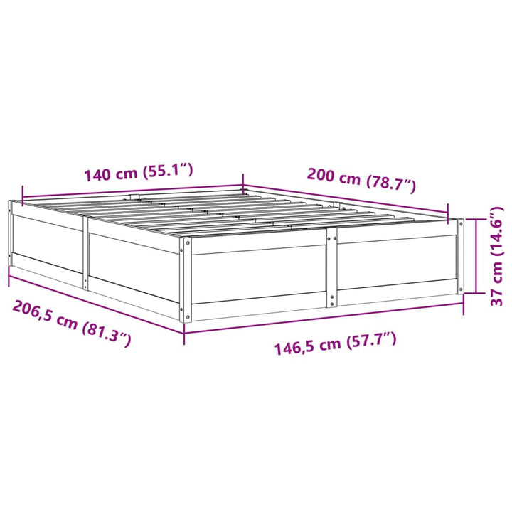 sengeramme uden madras 140x200 cm massivt fyr gyldenbrun