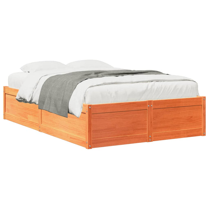 sengeramme uden madras 120x200 cm massivt fyrretræ gyldenbrun