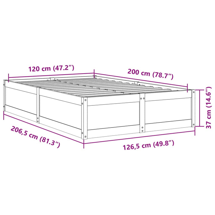 sengeramme uden madras 120x200 cm massivt fyrretræ gyldenbrun