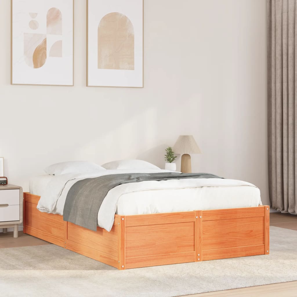 sengeramme uden madras 120x200 cm massivt fyrretræ gyldenbrun