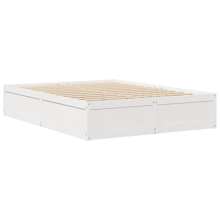 sengeramme uden madras 140x190 cm massivt fyrretræ hvid