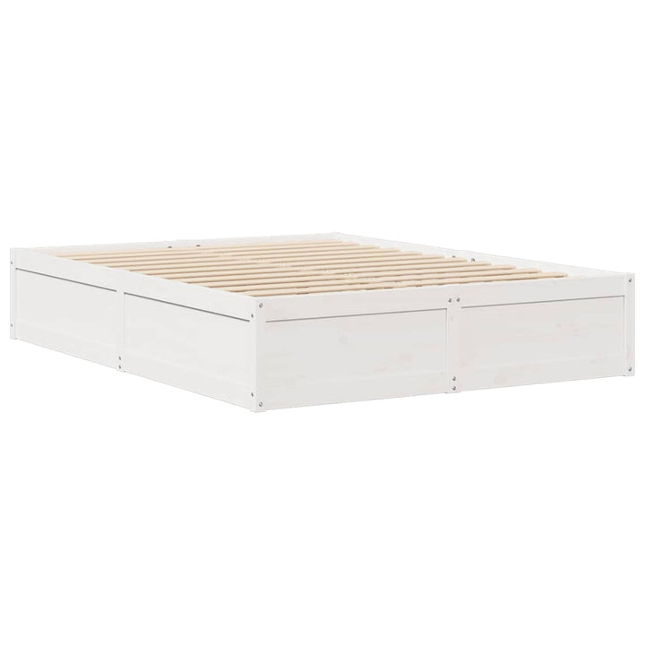 sengeramme uden madras 140x190 cm massivt fyrretræ hvid