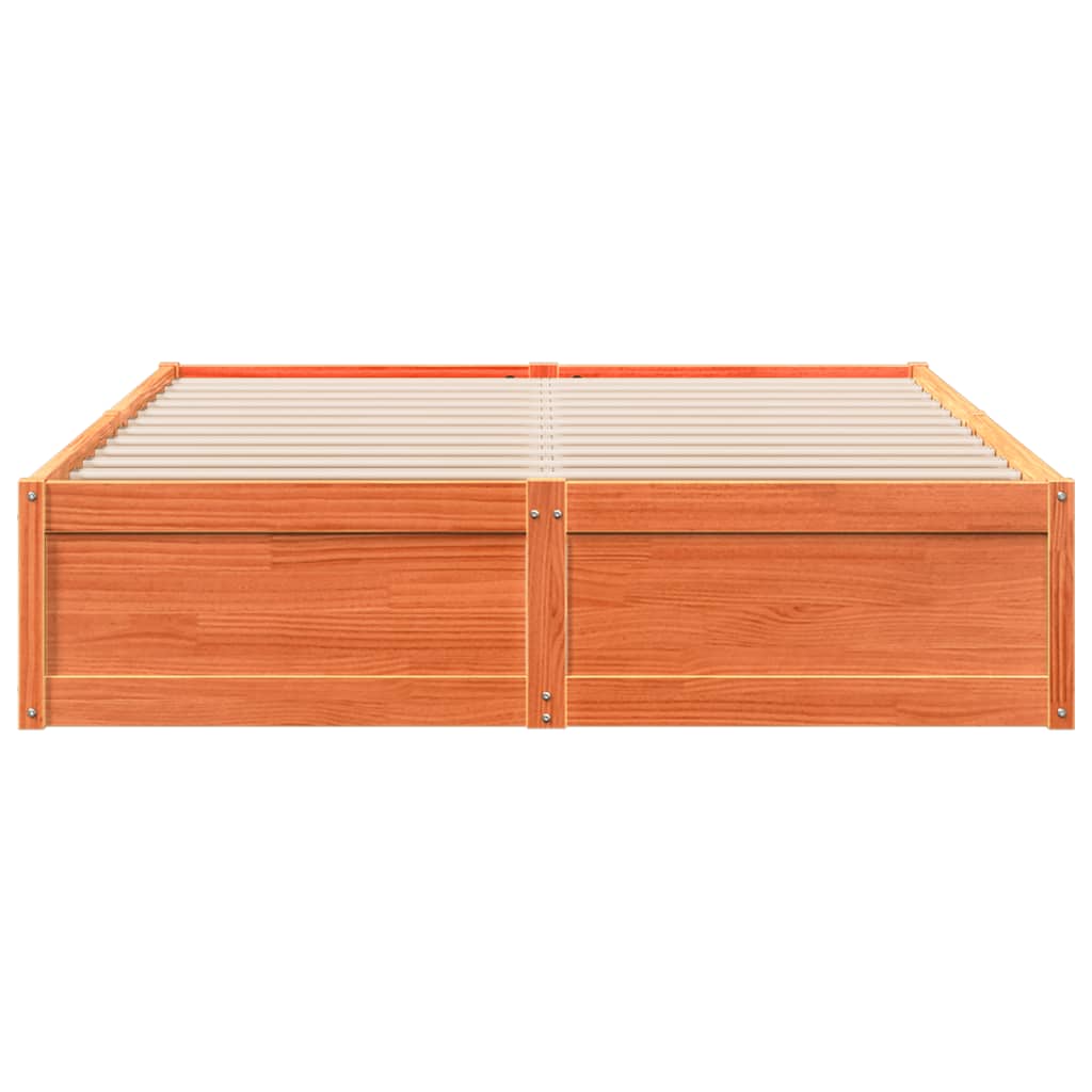 sengeramme uden madras 140x190 cm massivt fyrretræ gyldenbrun