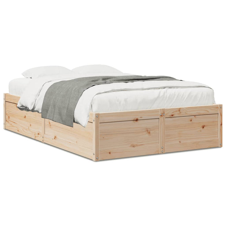 sengeramme uden madras 135x190 cm massivt fyrretræ hvid
