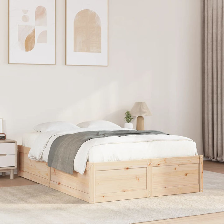sengeramme uden madras 135x190 cm massivt fyrretræ hvid
