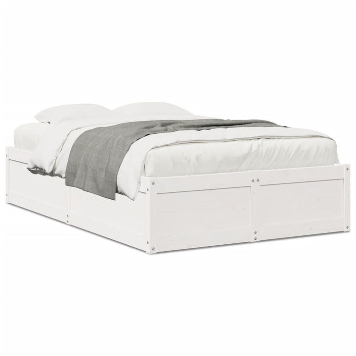 sengeramme uden madras 135x190 cm massivt fyrretræ hvid