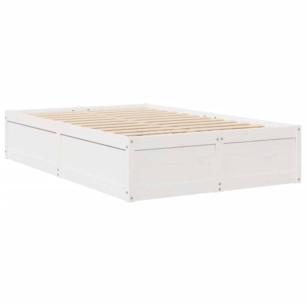 sengeramme uden madras 135x190 cm massivt fyrretræ hvid