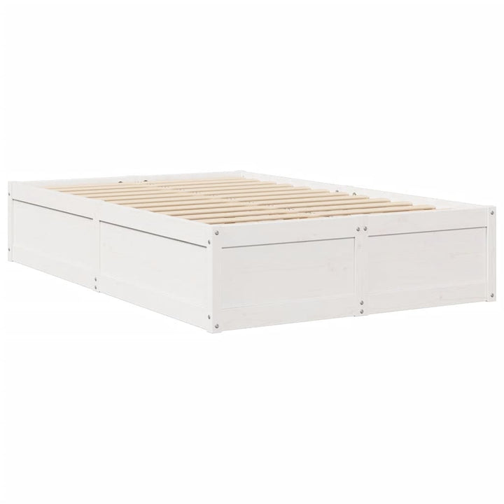 sengeramme uden madras 135x190 cm massivt fyrretræ hvid
