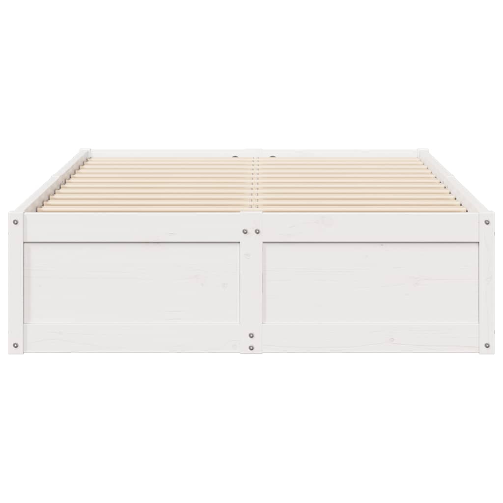 sengeramme uden madras 135x190 cm massivt fyrretræ hvid