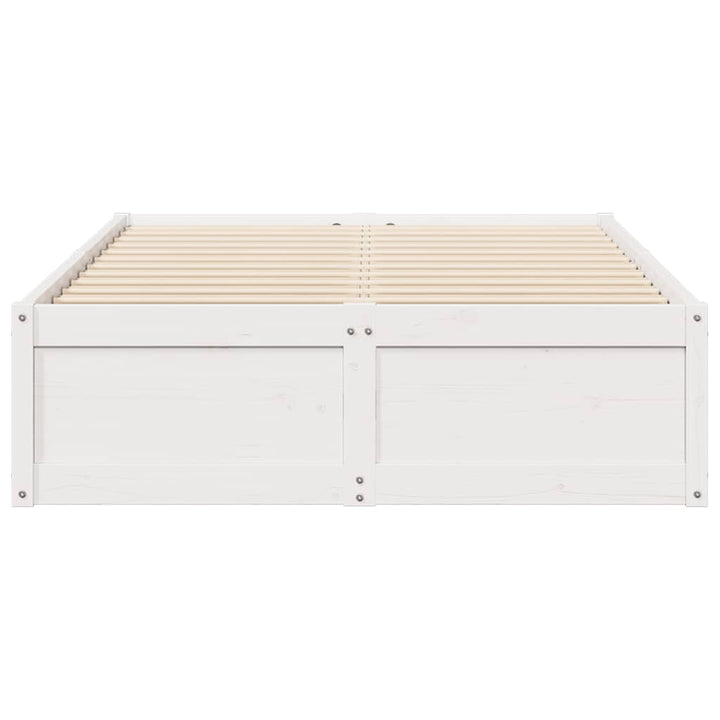 sengeramme uden madras 135x190 cm massivt fyrretræ hvid