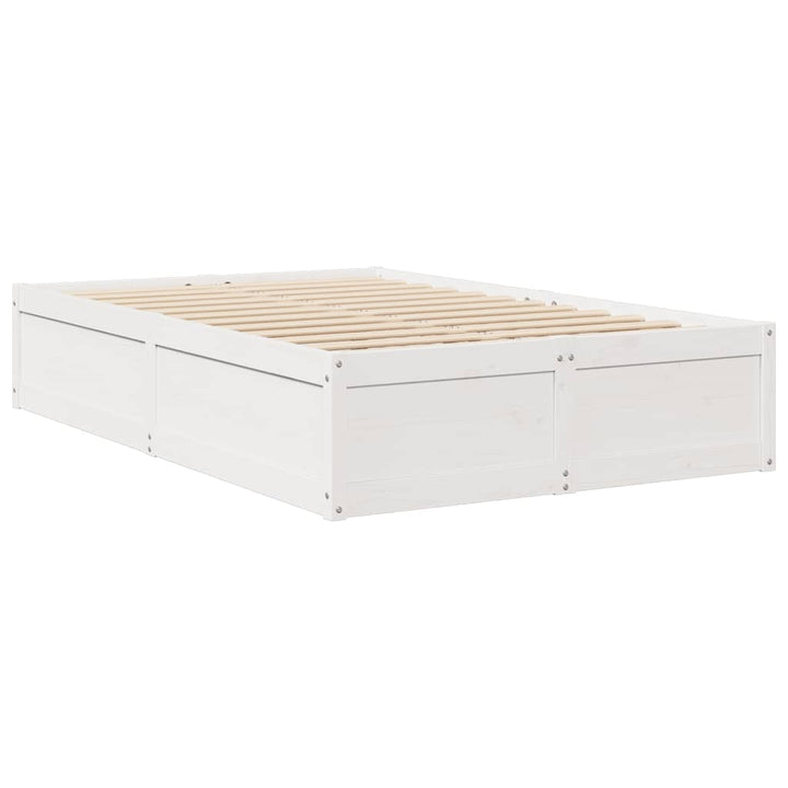 sengeramme uden madras 135x190 cm massivt fyrretræ hvid