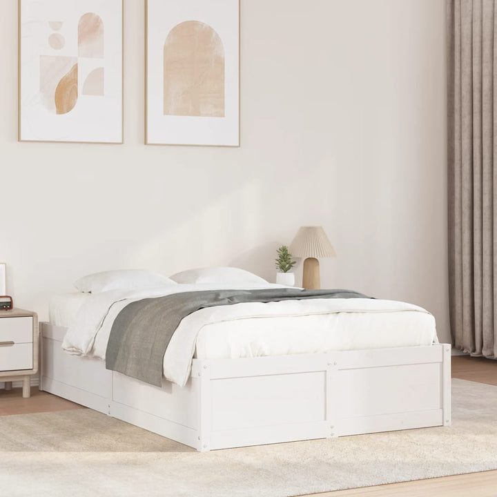 sengeramme uden madras 135x190 cm massivt fyrretræ hvid