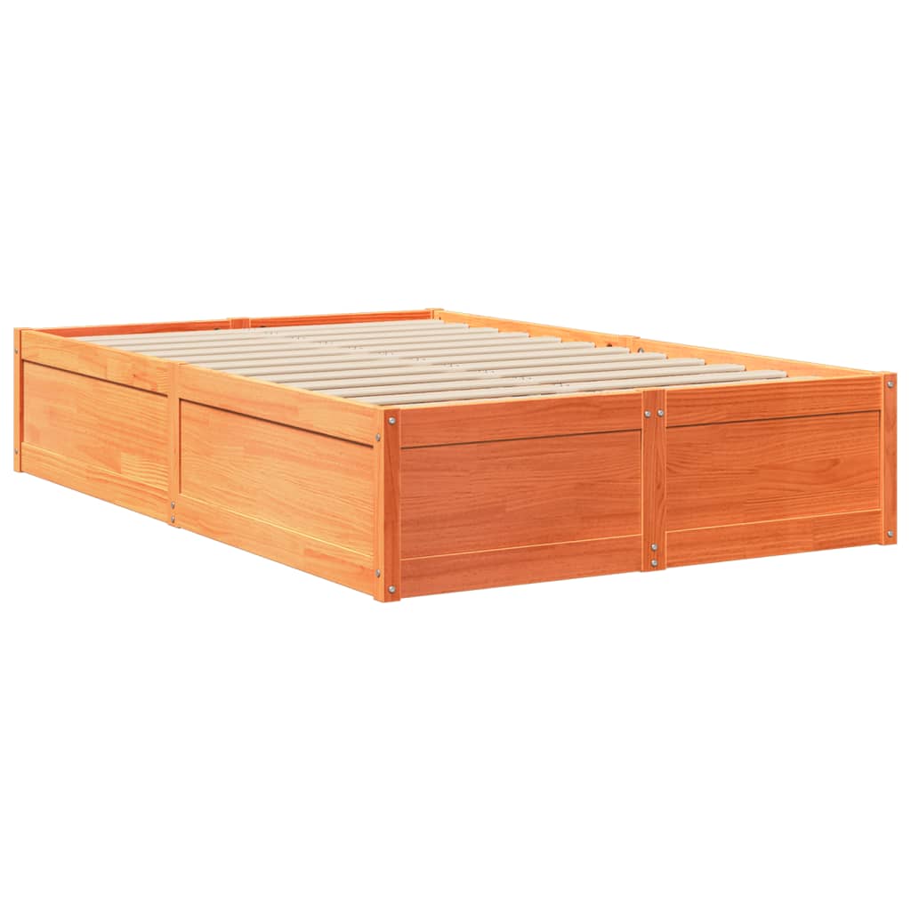 sengeramme uden madras 120x190 cm massivt fyrretræ gyldenbrun