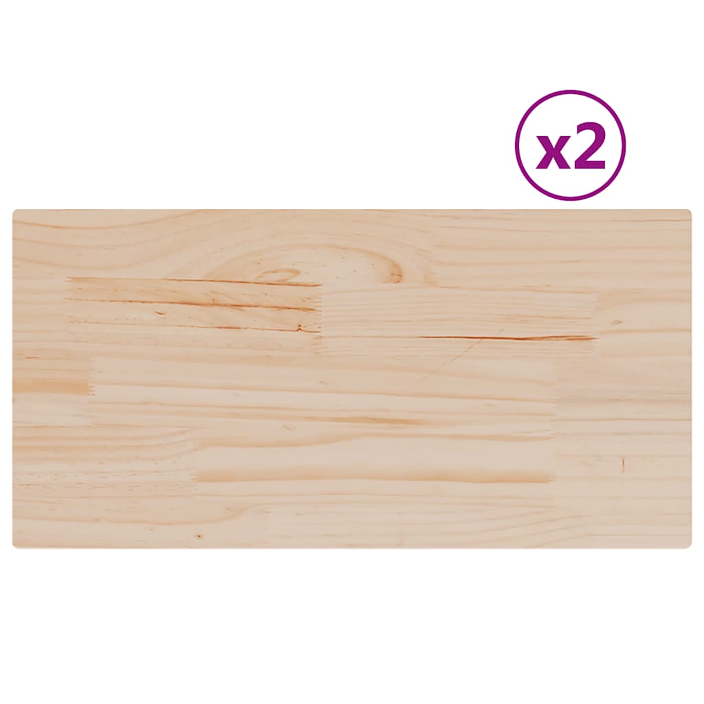 bordplader 2 stk. 70x35x1,7 cm rektangulær massivt fyrretræ