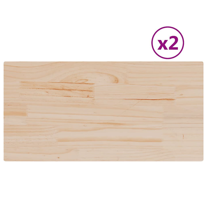 bordplader 2 stk. 70x35x1,7 cm rektangulær massivt fyrretræ