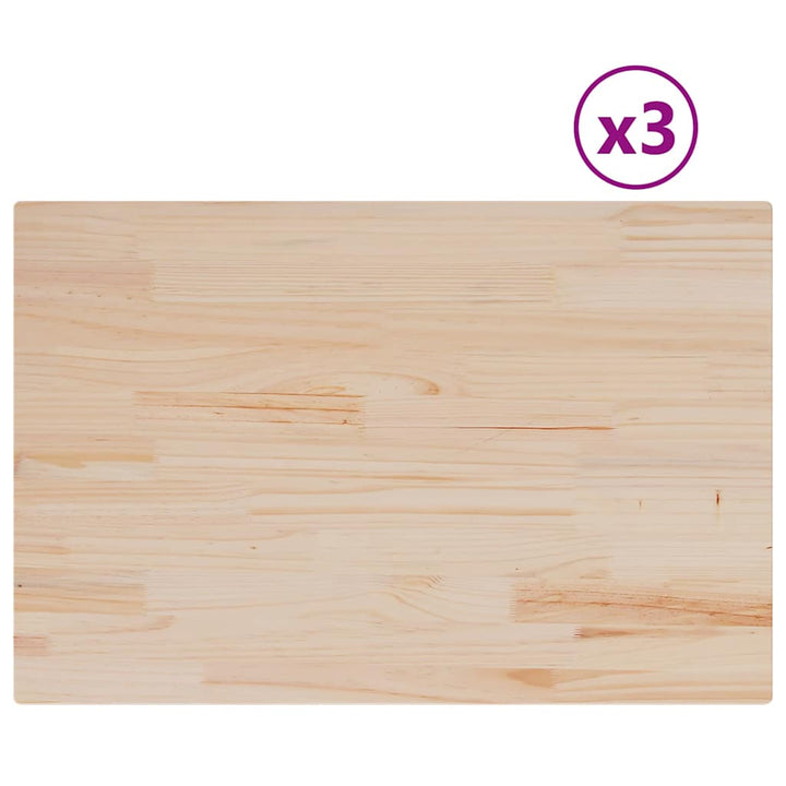 bordplader 3 stk. 80x53x1,7 cm rektangulær massivt fyrretræ