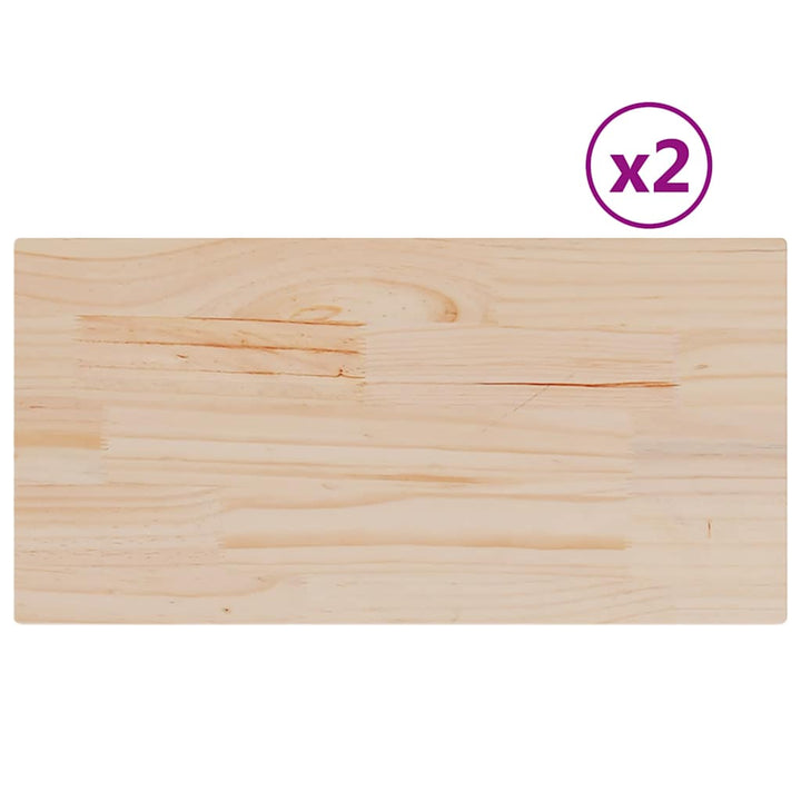 bordplader 2 stk. 60x30x2,5 cm rektangulær massivt fyrretræ