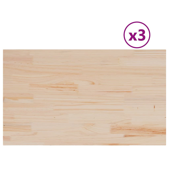 bordplader 3 stk. 80x47x2,5 cm rektangulær massivt fyrretræ