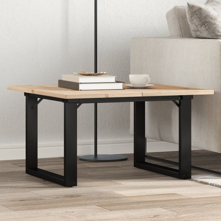 sofabord 60x60x40 cm O-stel massivt fyrretræ og stål